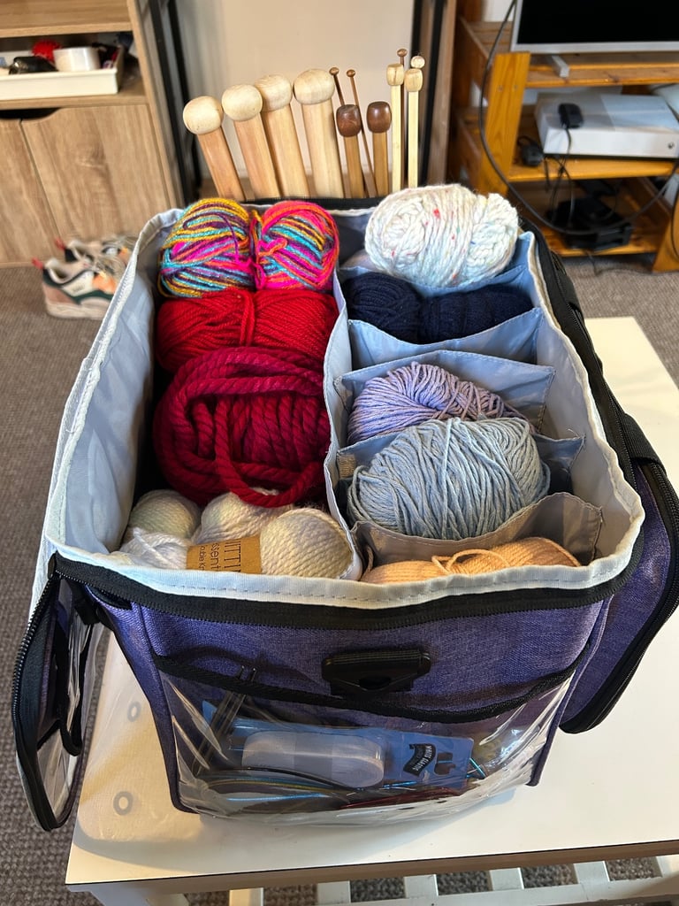 KNITTING MOTHERLOAD: Yarn, Wooden Needles, Loop Needles, Tools, Bag