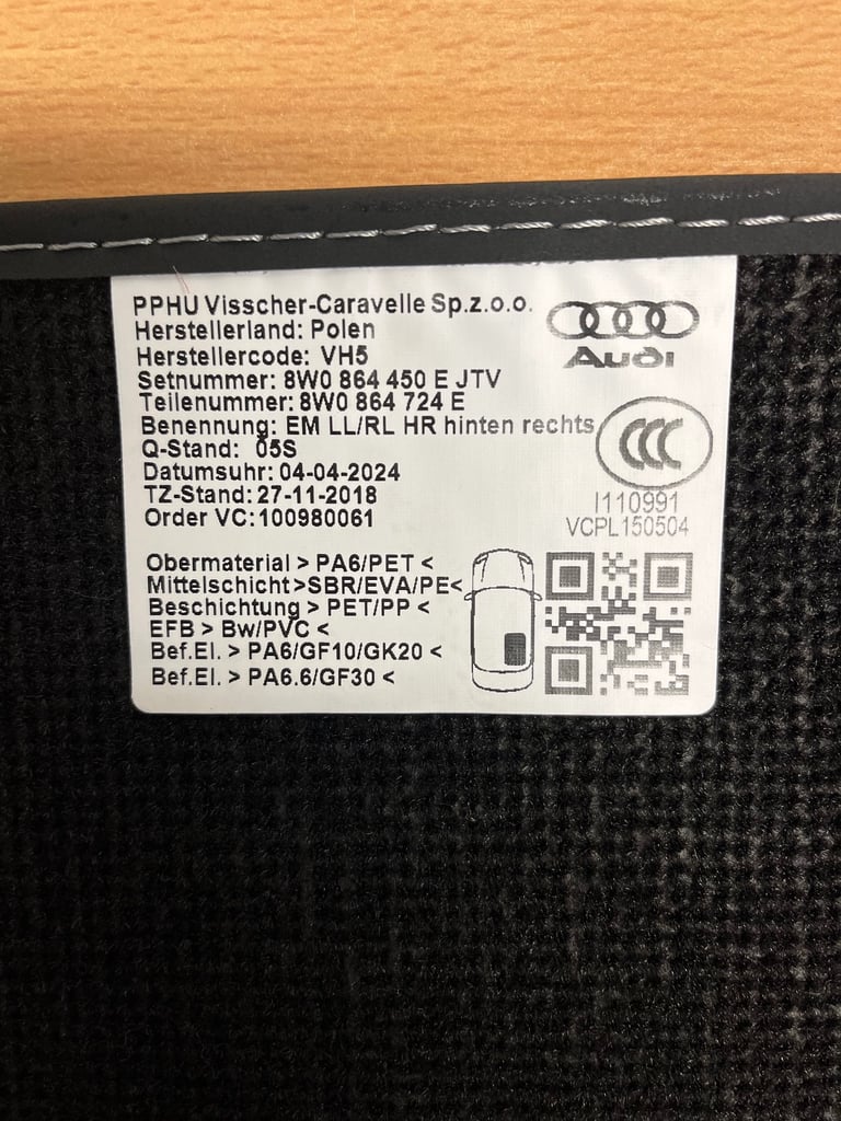 Genuine Audi A4 mats 2023