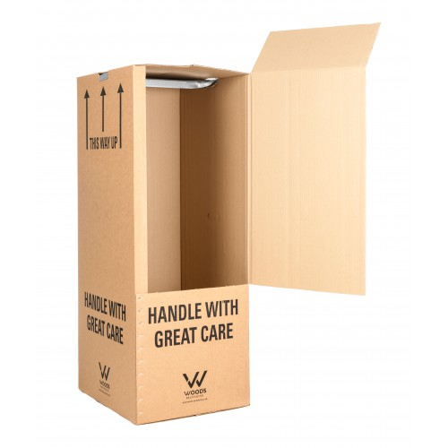 4x (plus 1 free) Heavy Duty Cardboard Removal Wardrobe Boxes with Plastic Rails in VGC, used once.