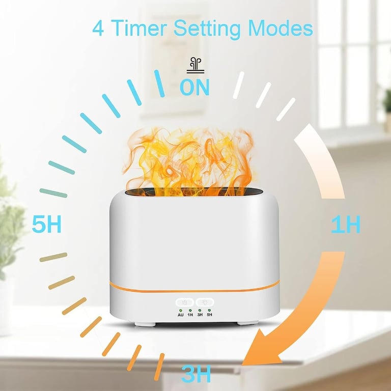 3 in 1 Aromatherapy Essential Oil Diffuser & Flame Night Light + 4 Timer Setting + Auto Shut Off