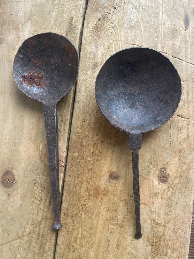 image for Ancient Old Hand Forged Kitchen Use Iron Spoon Khurpa