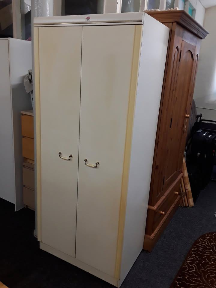 White single two drawer wardrobe Copley Mill Low Cost Moves 2nd Hand Furniture STALYBRIDGE SK15 3DN