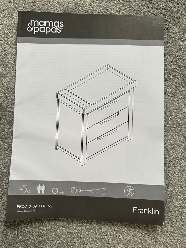 Mamas & Papas Franklin 3 Piece Cotbed Range with Dresser Changer & Double Wardrobe - Oak