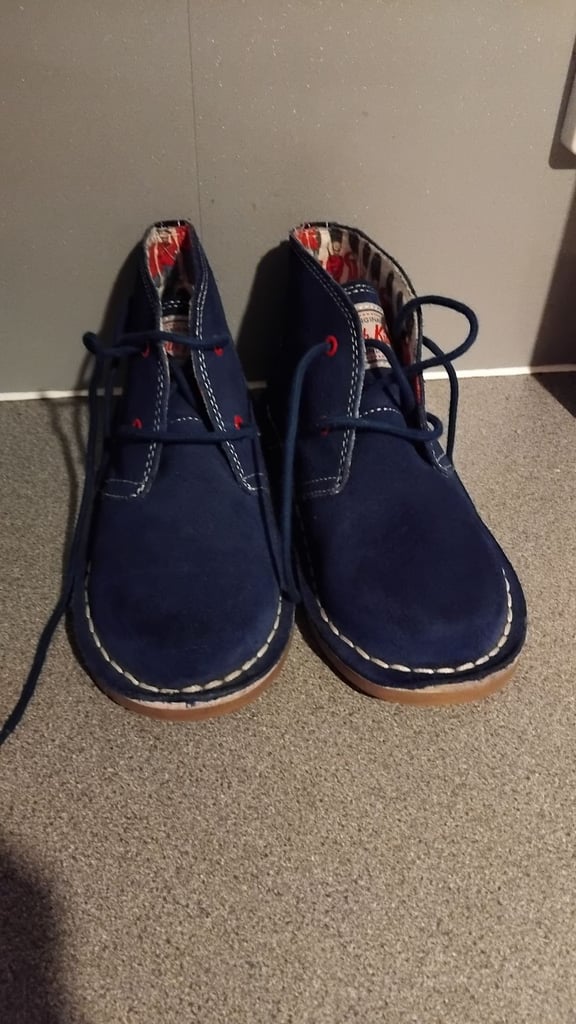 image for Cath Kidston Boys Blue Suede Desert Boots Soldier Lining Lace Up Size 12 