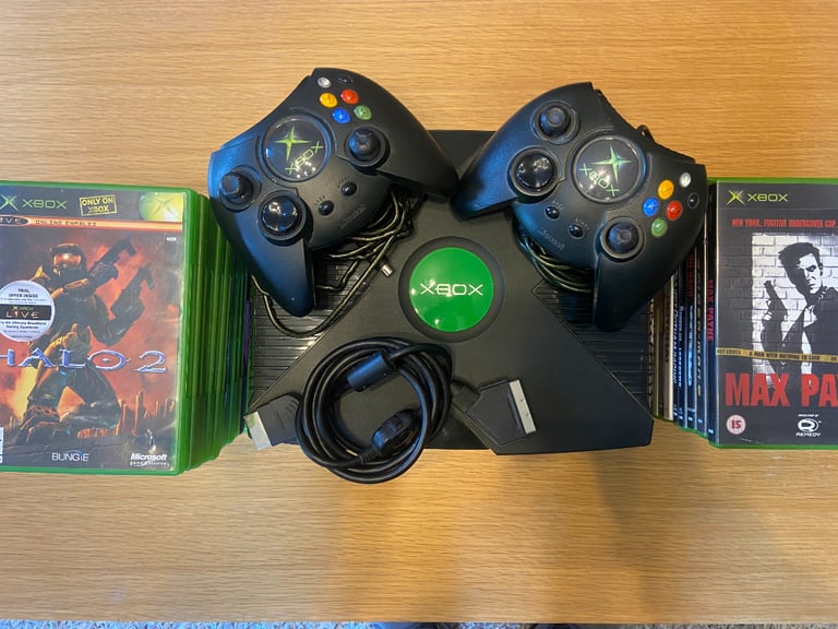 Original Xbox console with games