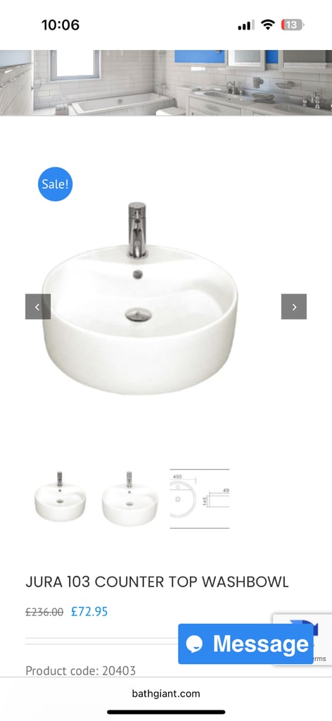 Jura 450mm counter top basin 