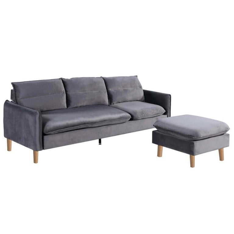 ( Sofa with Matching Footstool Ideal 3-Seater 