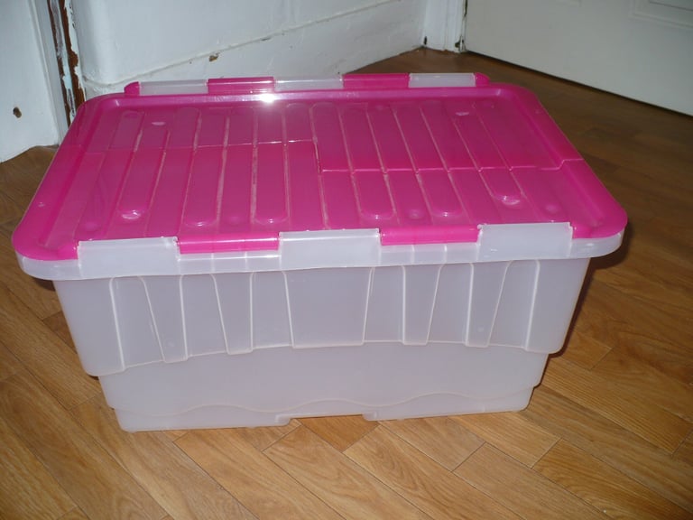 2x Large (45-50 Litres) Storage/ Toy Box with Attached Flap Lid in very good condition.