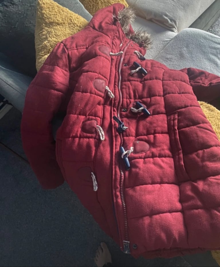 Red superdry fleece lined coat 