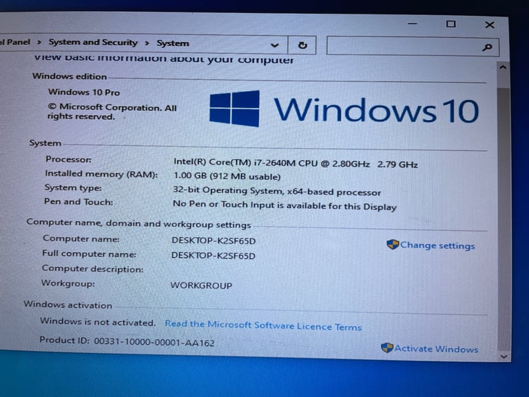 Laptop Dell i5 processor 
