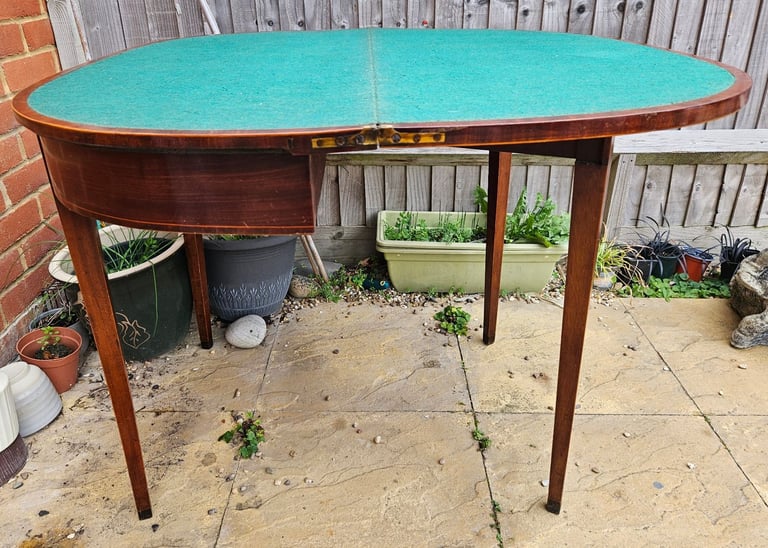 Georgian Mahogany Antique"D" Shaped Card Table Circa 1800