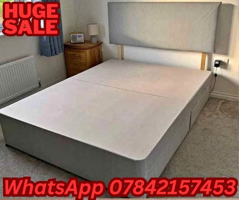 image for new small double size base single size bedframe - Mattress with double bed headboard 