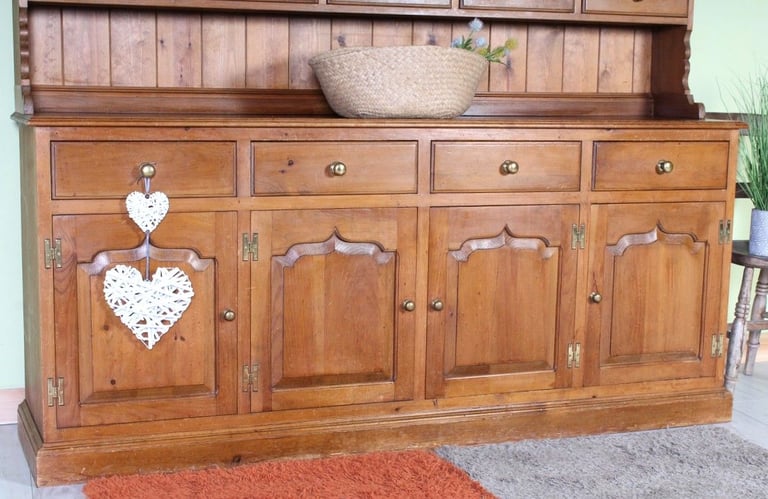 Delivery Options - Large Rustic Quality Made Pine Welsh Dresser 5 Spice Drawers