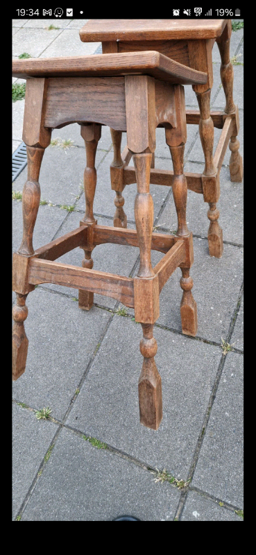 Solid Oak wooden bar stools x 2 