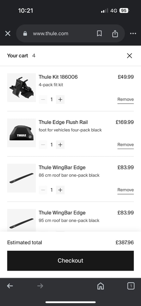 Thule WingBar Edge roof bars 