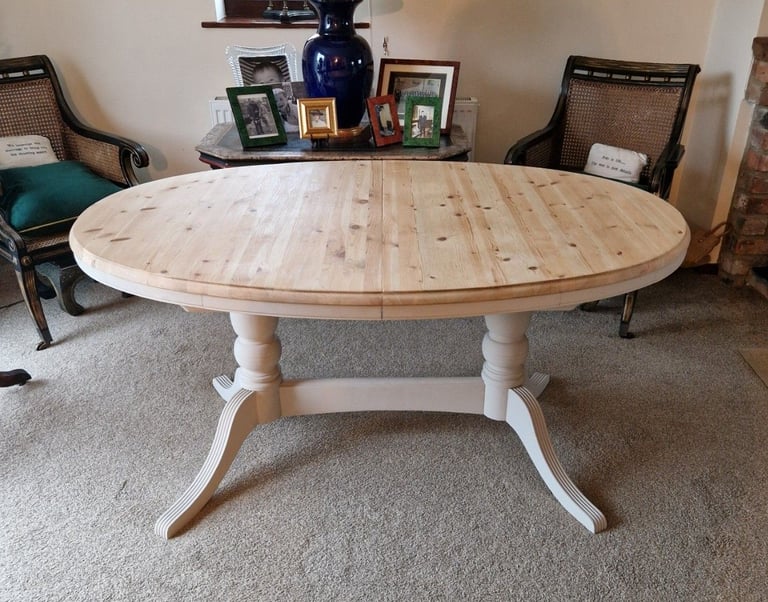 image for Upcycled Ducal Pine Oval Double Pedestal Table Extending to 199cm (6 feet 6 inches)