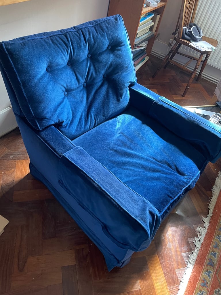 image for Royal blue velour arm chair 