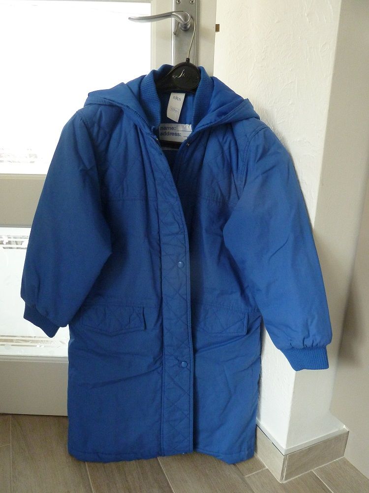 image for Girl's washable full length coat with hood, 7-8 yrs.