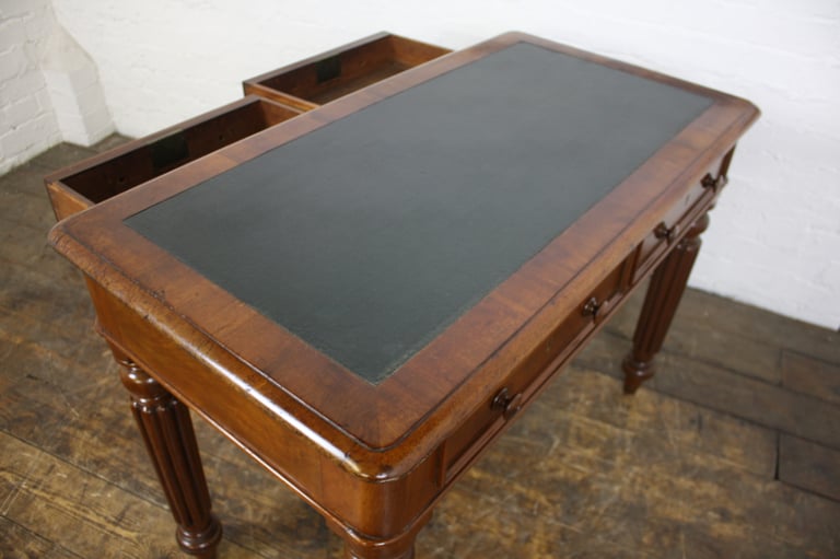 Antique Victorian Mahogany Table With Leather Top