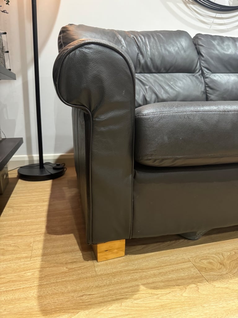 Black Faux Leather 2-seater sofa - great condition