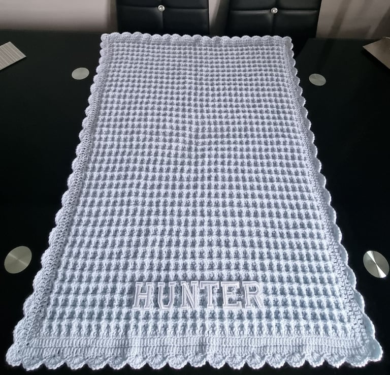 Crochet Baby Blanket, Personalised, Girls and Boys colours available