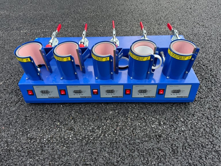 image for UKPress Blue Wave MP105x5 5 Station Mug Heat Press for 11oz Mugs this is as new condition