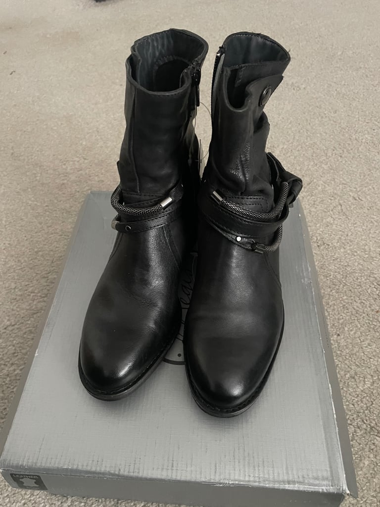 image for Black leather boots