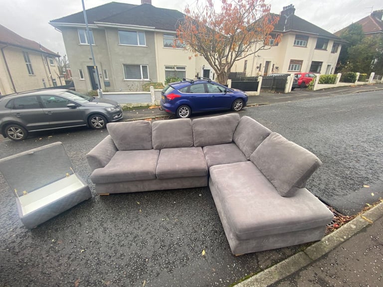 Corner group sofa in a quilted fabric with matching ottoman footstool   Only £199