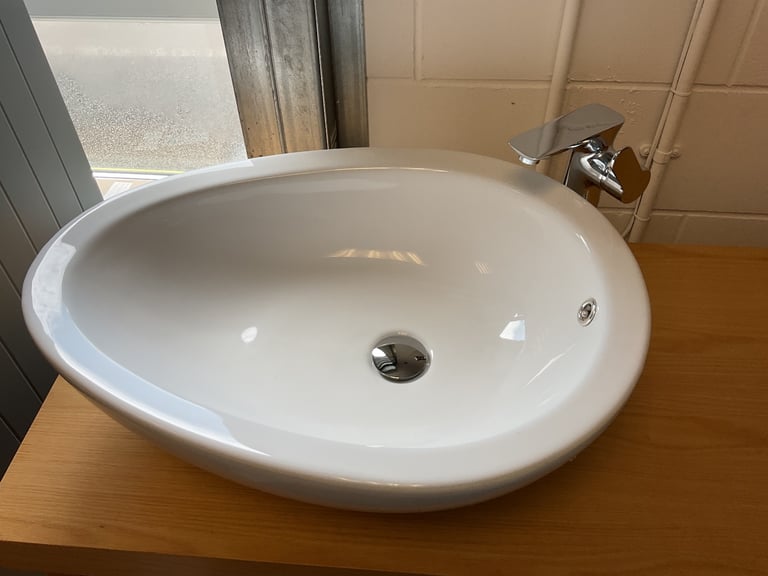 Designer solid wood and veneer freestanding 1200 vanity, basin, mixer & waste