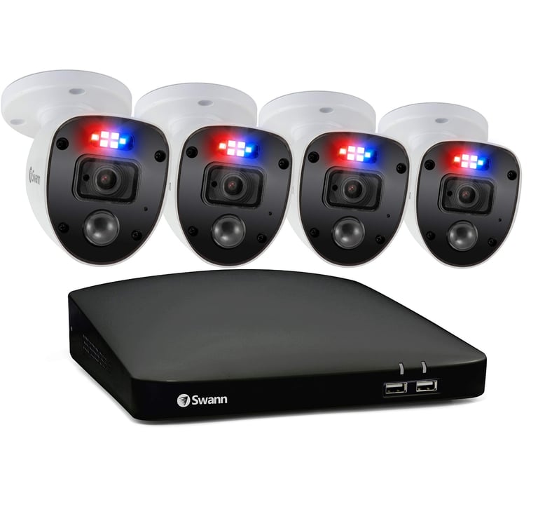 Brand New Swann Security 4 Cameras 1080p Full HD Audio/Video Security System