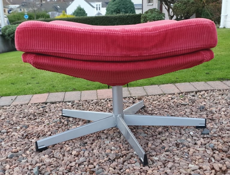 Vintage 80s ikea mila footstool in red cord. 
