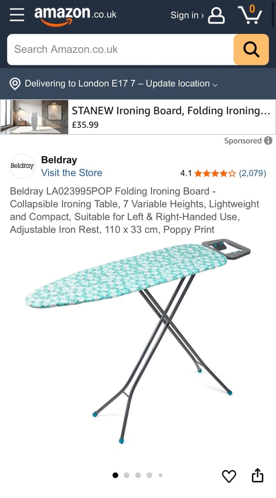 Beldray Poppy Print Ironing Board