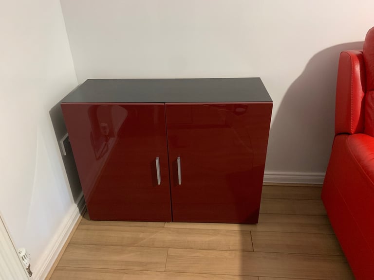 image for 2 door sideboard red gloss / black