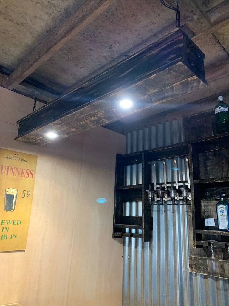 image for Rustic Wooden Lighting/ Chandelier/ Bar Lighting Pelmets - Home Bars/ Man Caves etc.