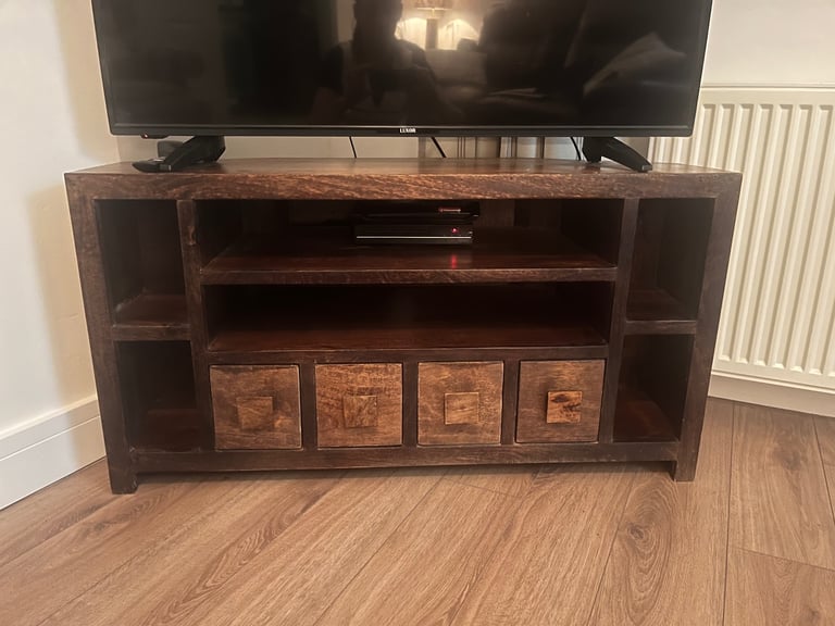Solid wood corner tv unit and cube table set 