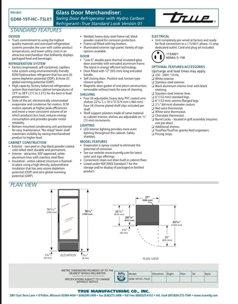 upright commercial fridge 