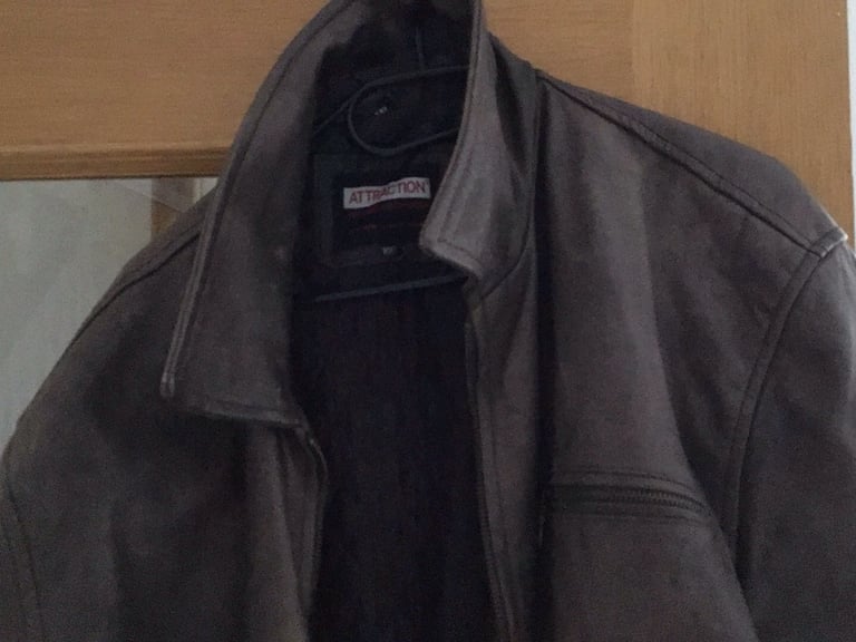 Chocolate brown leather jacket £60 XXL