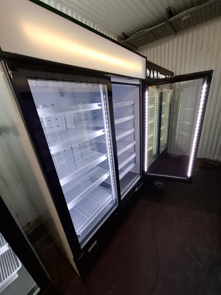Commercial upright display glass fridge or freezer cafe shop restaurant supermarket 
