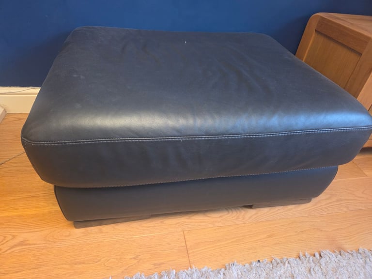 3 and 2 seat Leather Sofa & Foot stool – Dark Brown