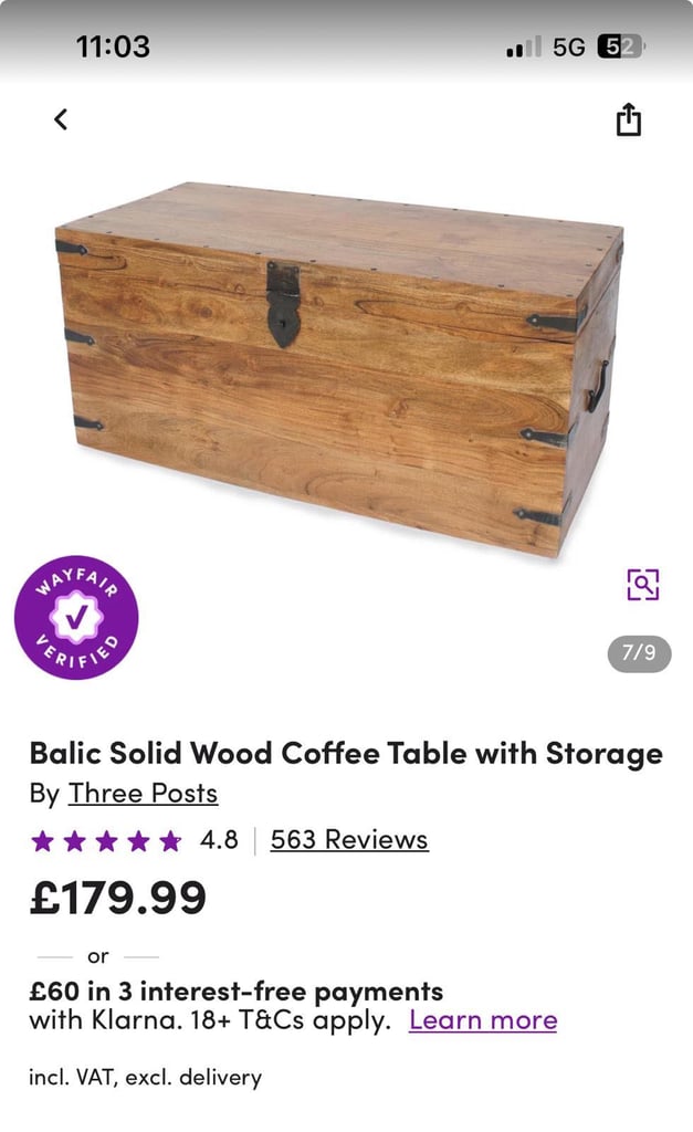 image for Solid wooed coffee table with storage. 