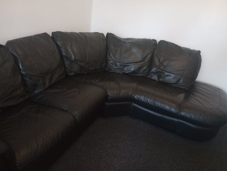 DFS black real leather corner sofa in Watford, Hertfordshire Gumtree