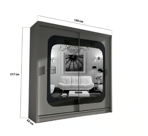 Brand New - Chelsea Mirror Sliding Door Wardrobe - Grey- SAME/NEXT DAY DELIVERY