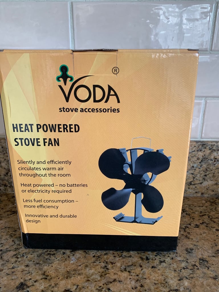 Log burner stove top fan