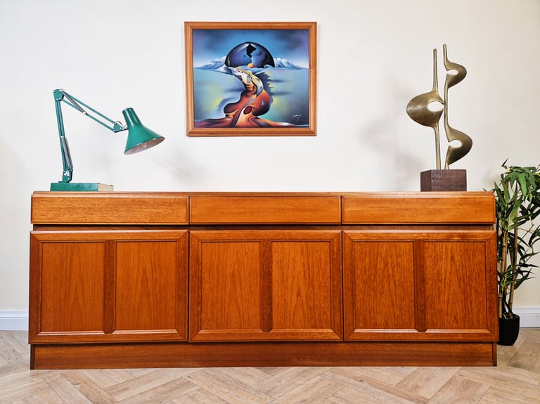 image for McIntosh Vintage Mid Century Golden Teak Long John Sideboard Buffet Credenza BL724