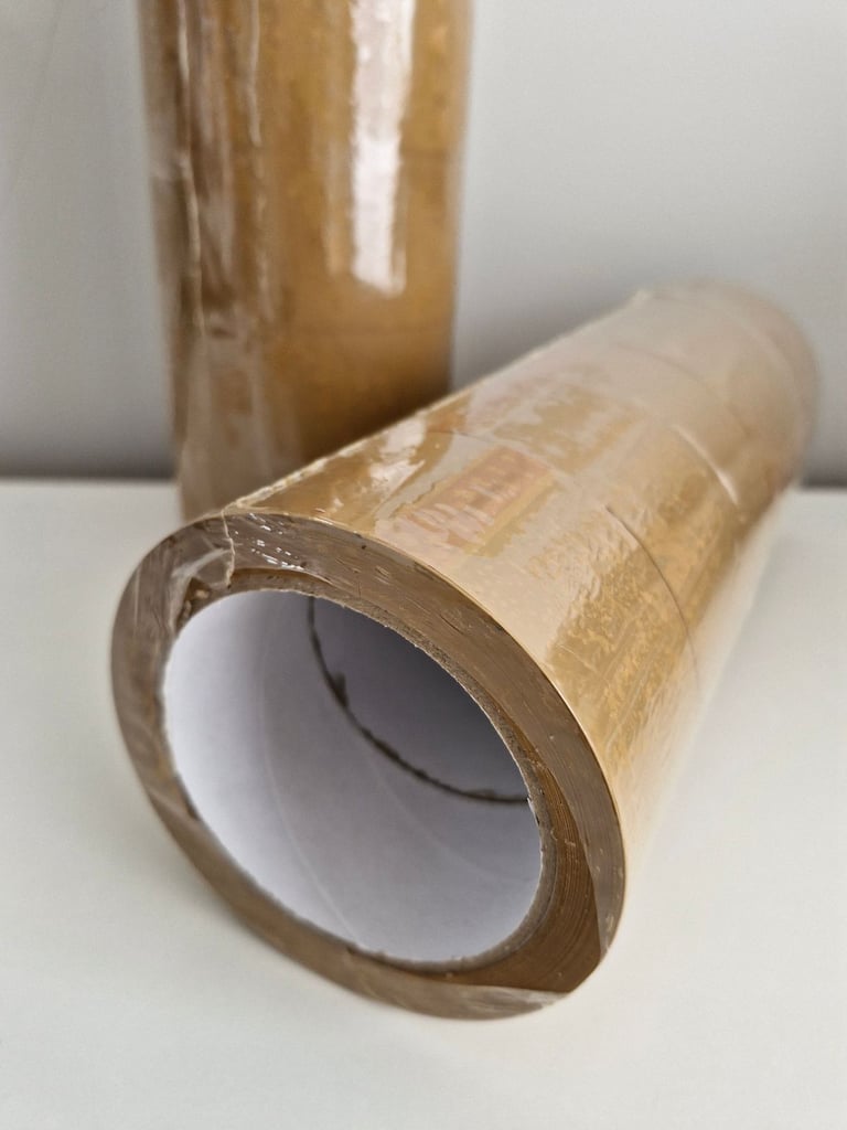 6 rolls Brown Packing Tape with Dispenser NEW