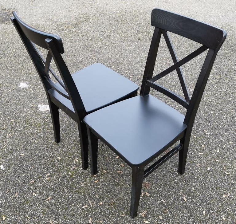 2 IKEA Ingolf Black Chairs FREE DELIVERY 075