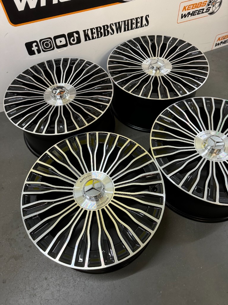 20" 2025 MERCEDES MAYBACH STYLE ALLOY WHEELS BLACK MACHINED C CLASS E CLASS S CLASS