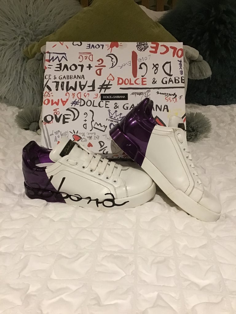 Dolce & Cabanna Woman's White & Purple Training Shoes - Size 4