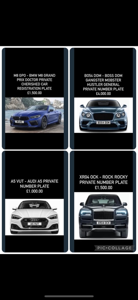 PRIVATE REGISTRATION PLATE NUMBERS