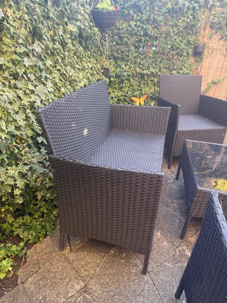 Outdoor Black Rattan Garden Furniture Set 